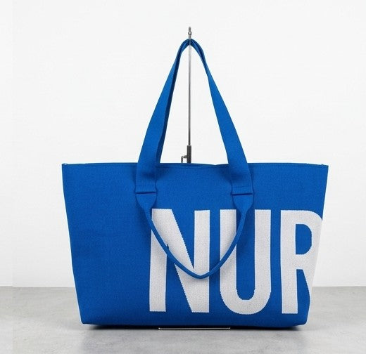 Royal Blue nurse tote front view